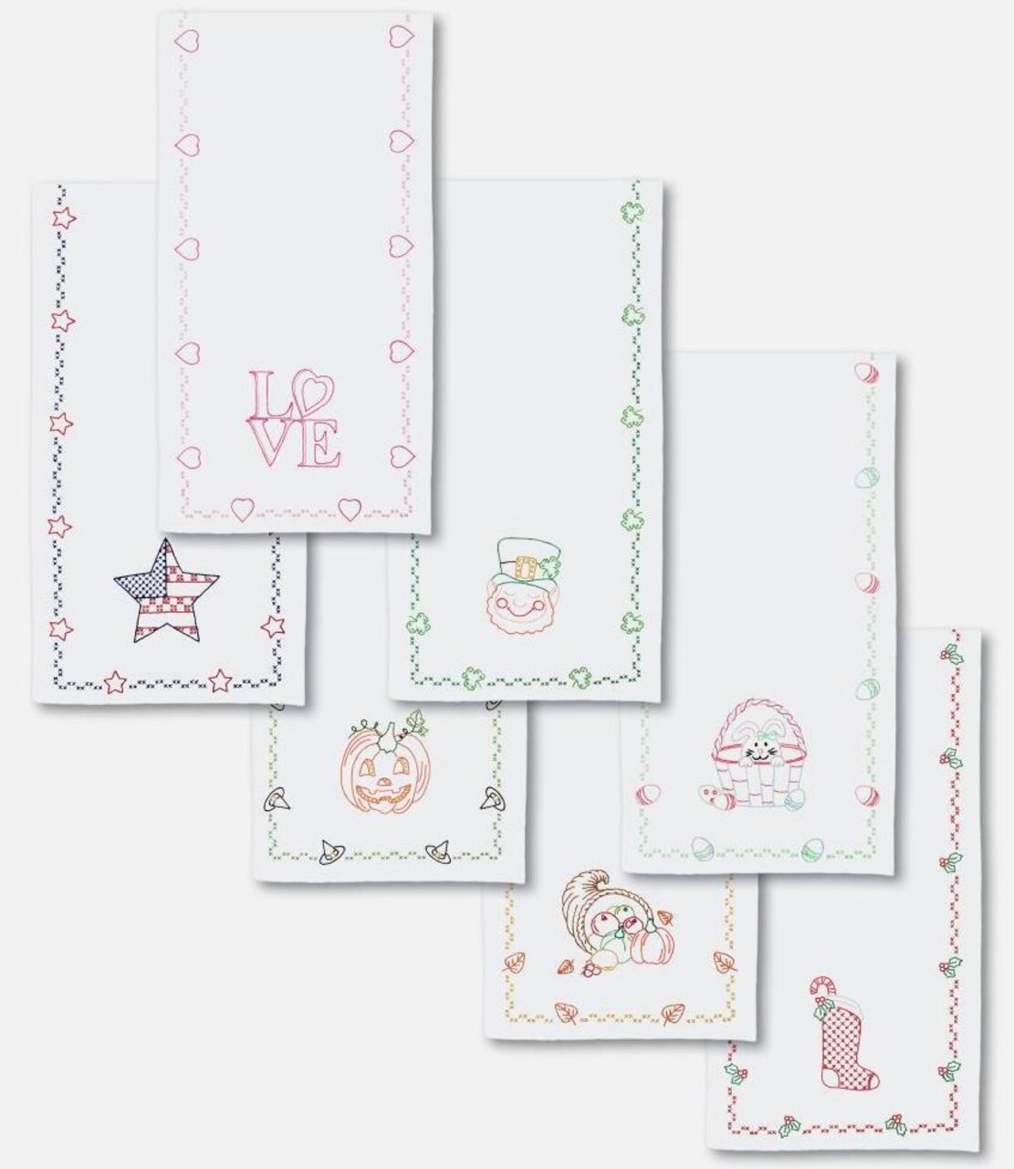 DIY Dempsey Holidays Stamped Cross Stitch Table Runner Scarf Kit 580870 Set/7